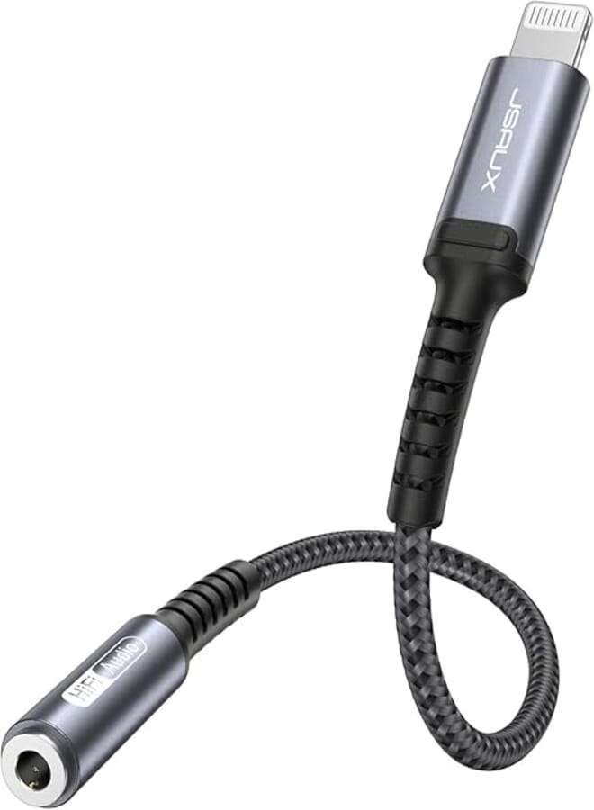 Jsaux MFI Lightning to 3.5mm Female .18m gray